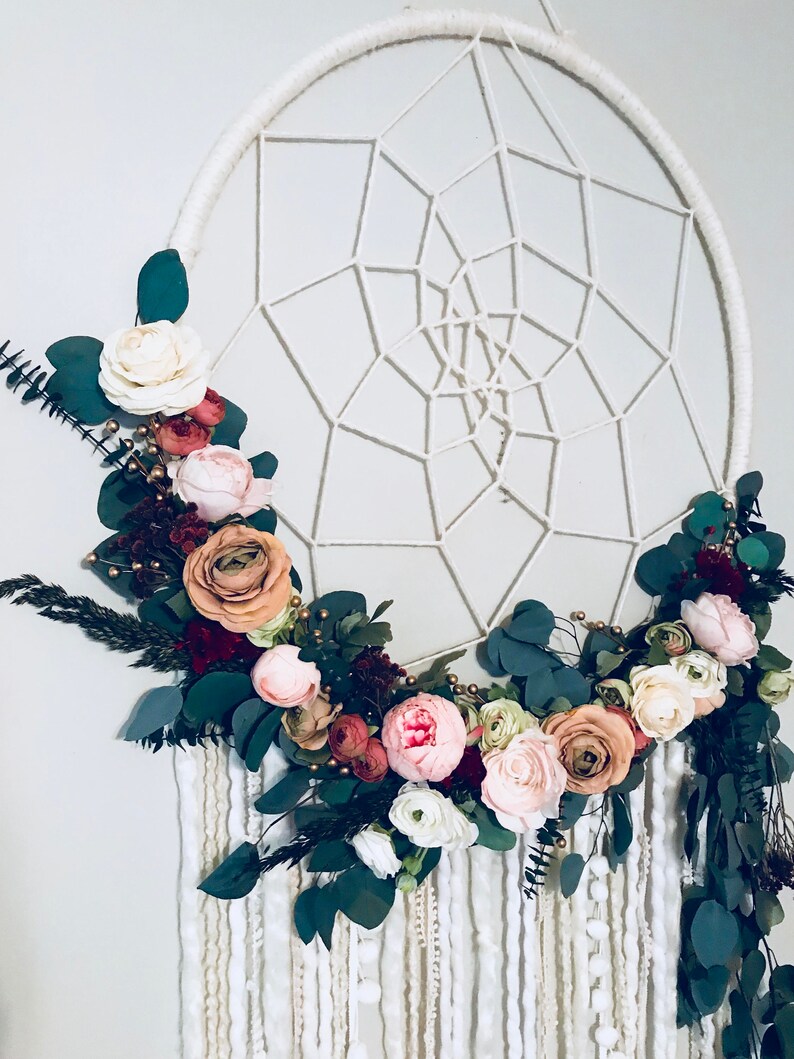 Giant Dreamcatcher Large Dream catcher Floral Dream catcher Etsy