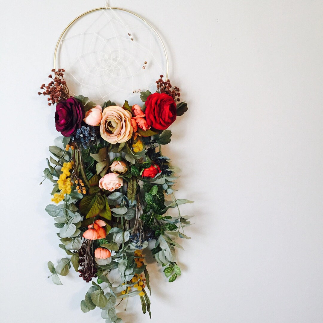 Floral Dream Catcher, Dream Catcher, Dream Catcher Wall Hanging, Bohemian Dreamcatcher, Nursery