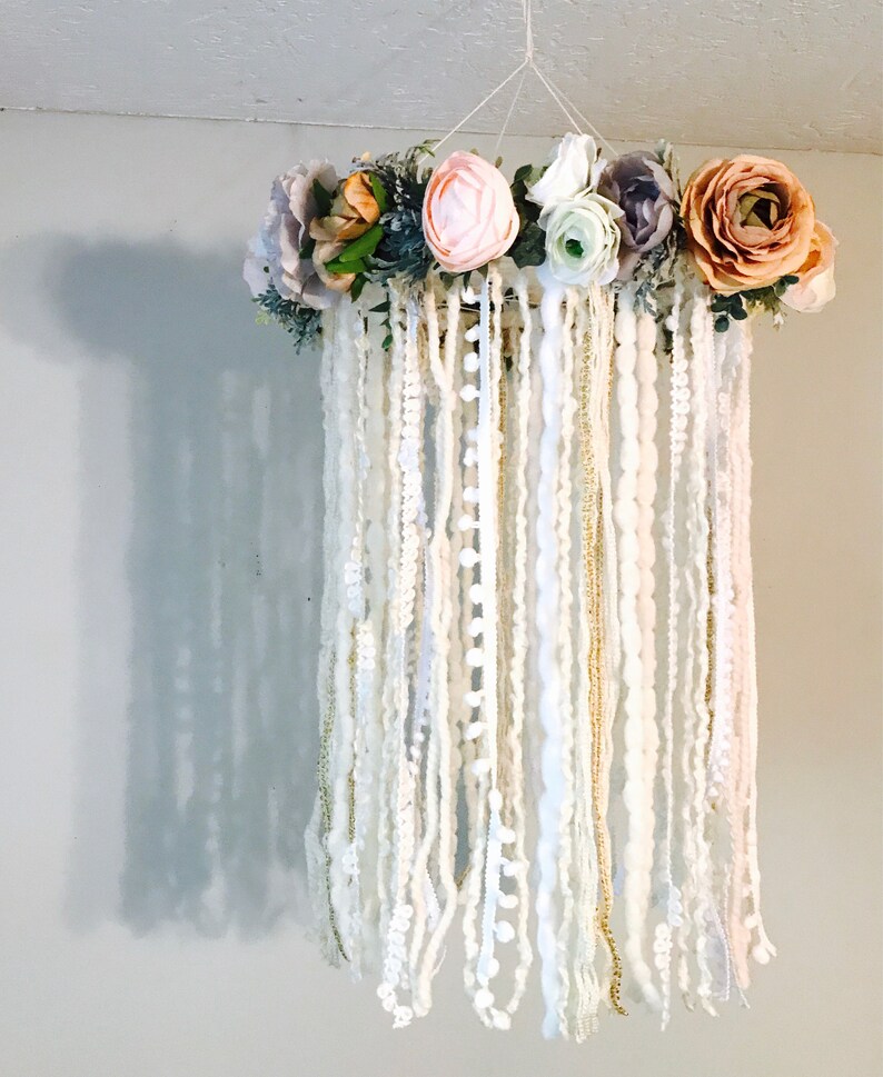 Floral Nursery Mobile Flower Mobile Dreamcatcher Mobile Etsy