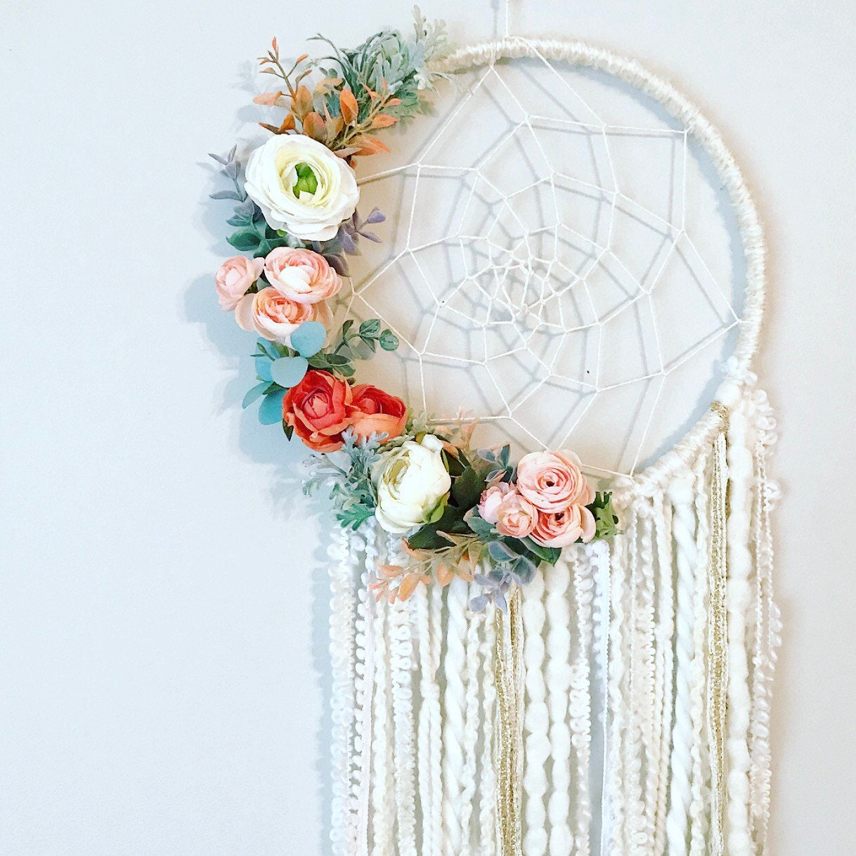Dream catcher Floral Dreamcatcher Dreamcatcher Wall Hanging Etsy