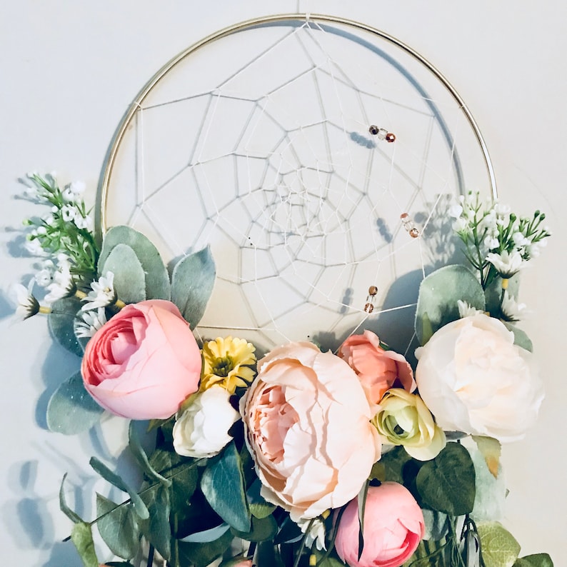 Floral Dream Catcher Dream Catcher Dream Catcher Wall Etsy