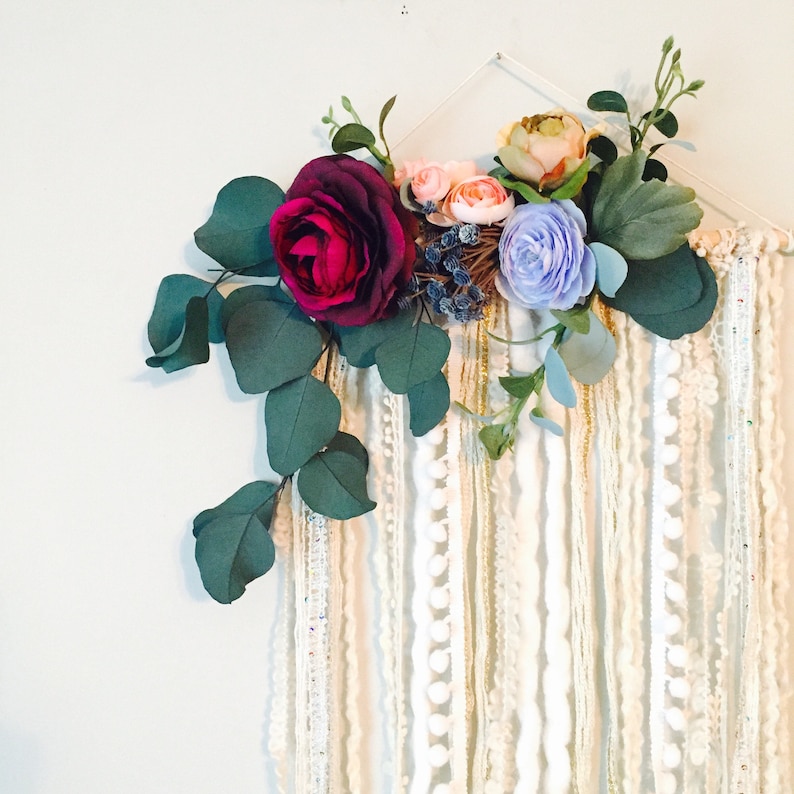 Floral Wall Art Floral Wall Hanging Flower Wall Art Boho Etsy