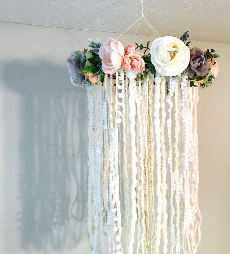Floral Nursery Mobile Flower Mobile Dreamcatcher Mobile Etsy