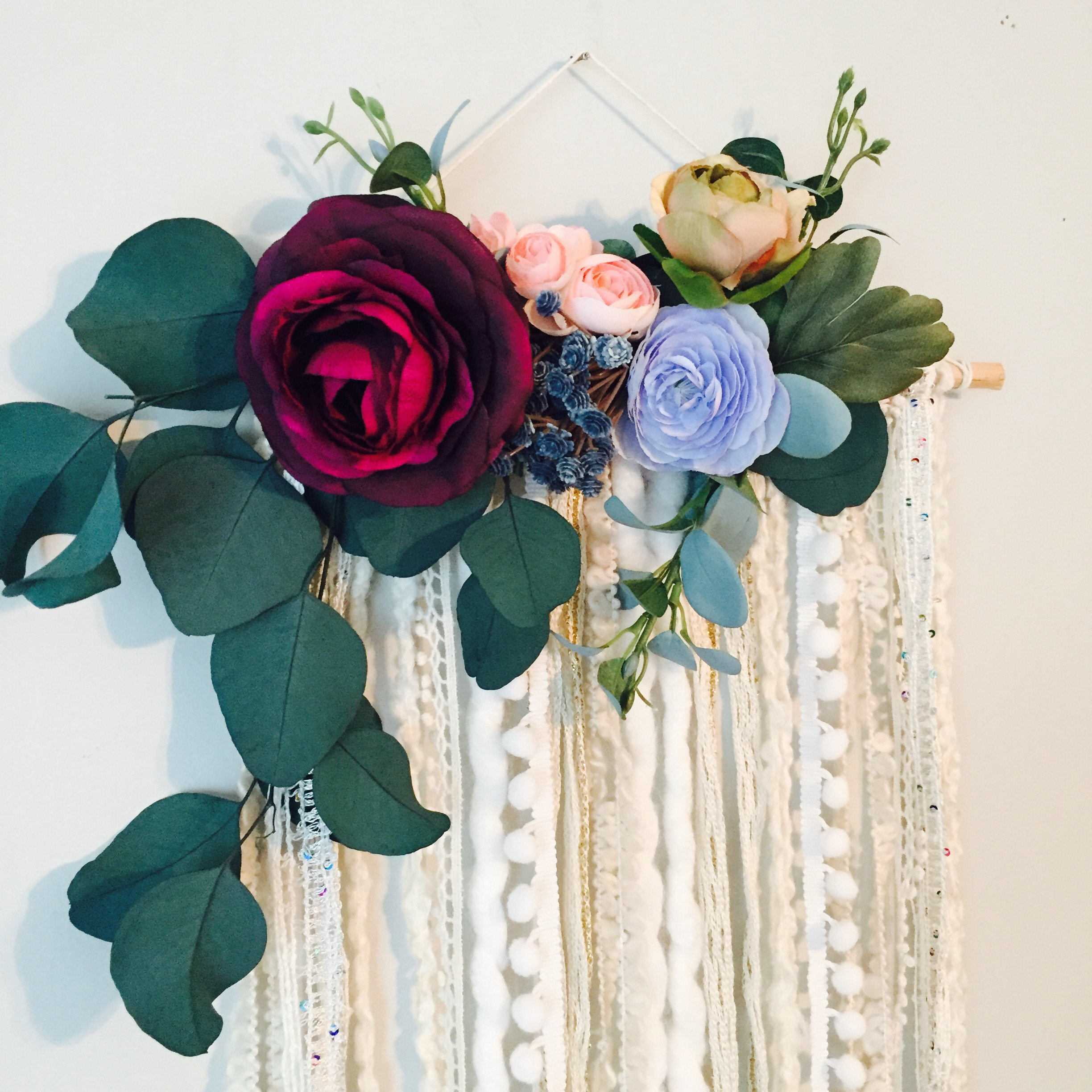 Floral Wall Art Floral Wall Hanging Flower Wall Art Boho Etsy