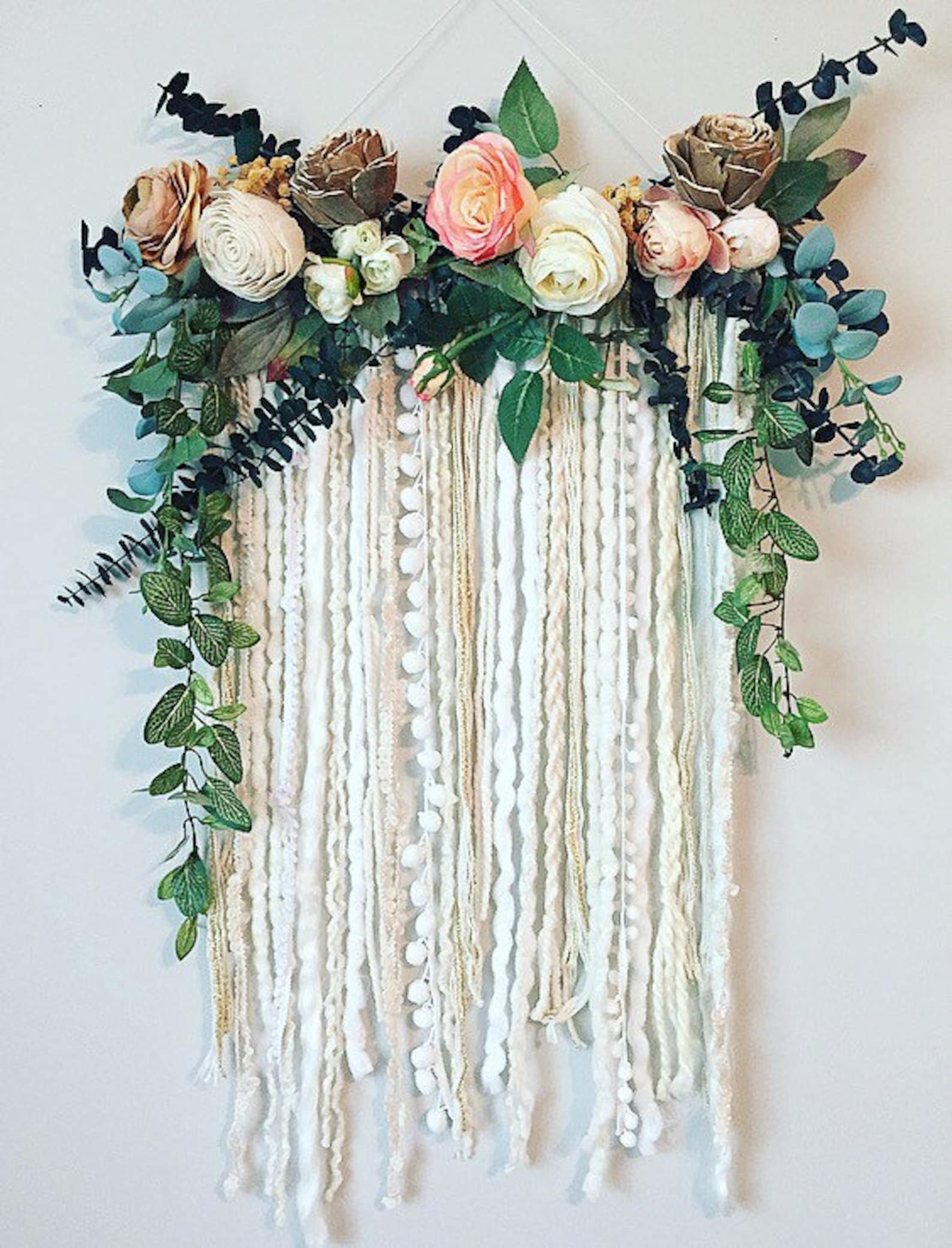 Wall Hanging Floral Wall Hanging Flower Wall Art Large Wall Etsy
