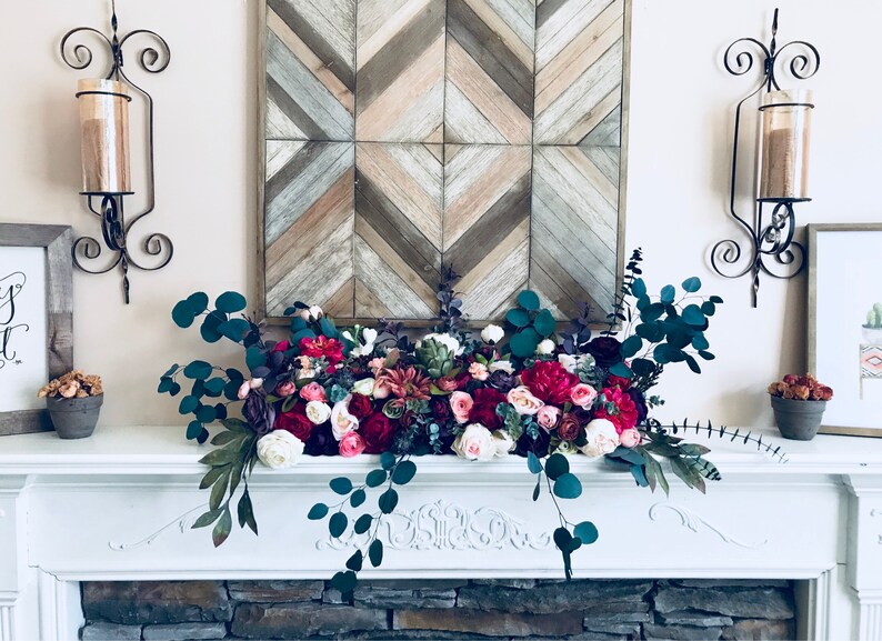 Mantle Decor Mantle Garland Mantle Piece Floral Garland Etsy