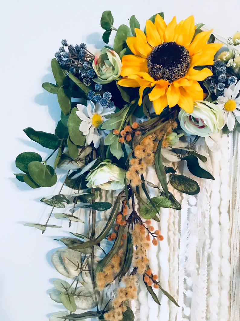 Floral Wall Hanging Nursery Wall Decor Boho Wall Art Etsy