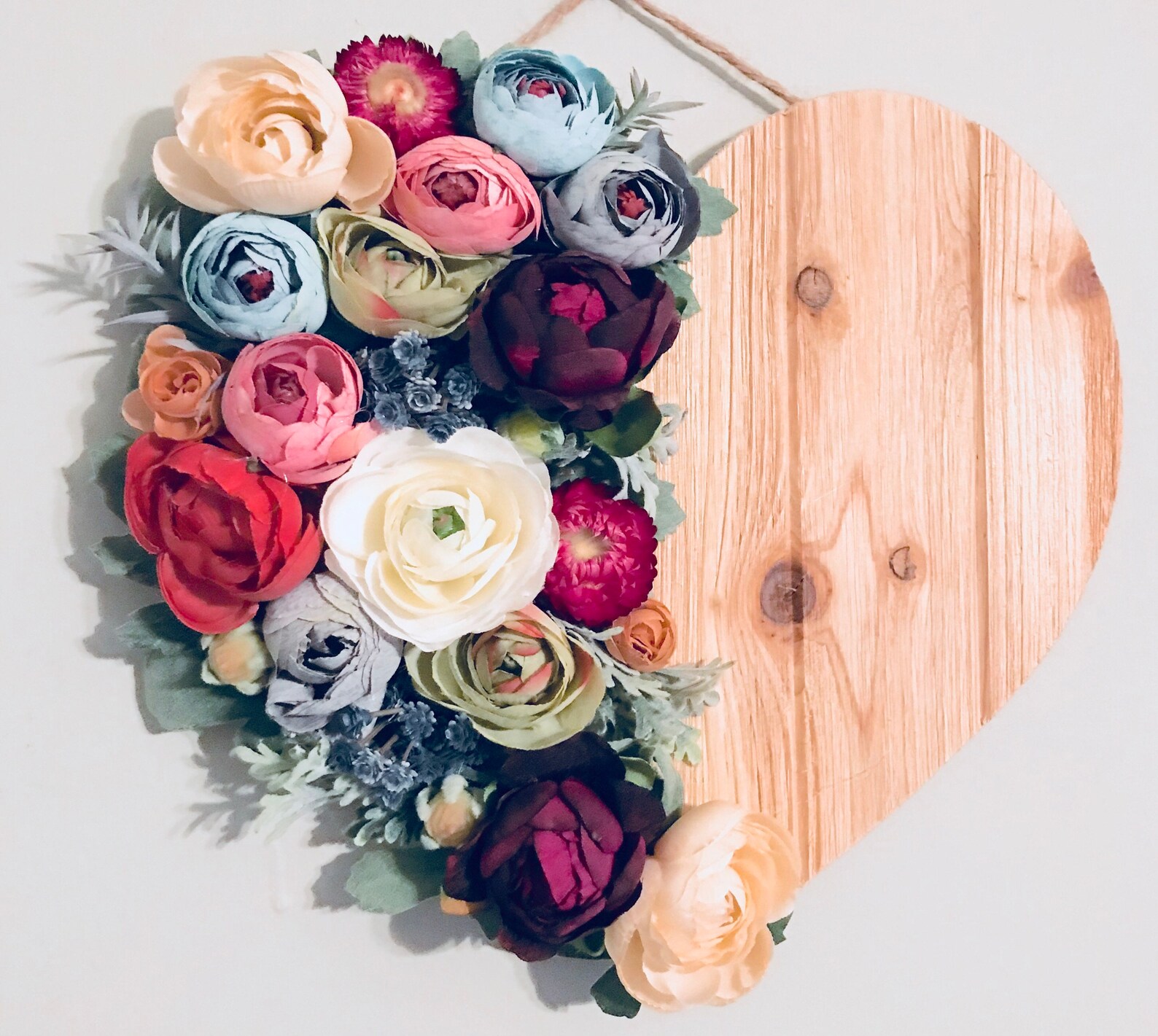 Floral Heart Floral Wall Hanging Wood Heart Flower Heart Etsy