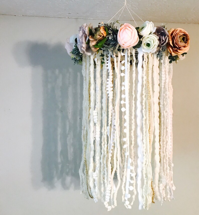 Floral Nursery Mobile Flower Mobile Dreamcatcher Mobile Etsy