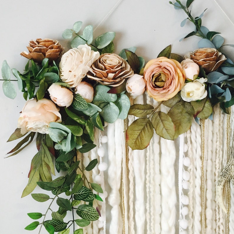 Wall Hanging Floral Wall Hanging Flower Wall Art Large Wall Etsy