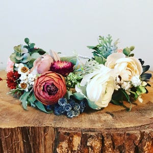 Flower Crown, Floral Crown, Boho Chic Wedding Crown, Greenery & Colorful Flowers, Hippie Flower Crown, Bohemian Headpiece, Festival Crown image 2