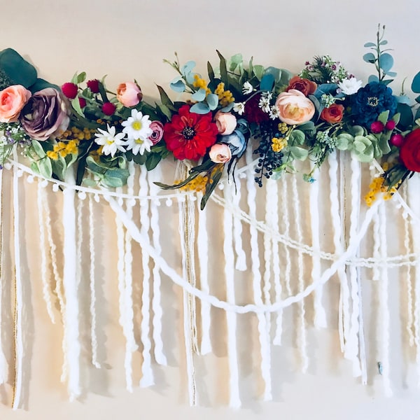 Wildflower Garland, Floral Garland, Boho Flower Garland, Wedding Garland, Floral Wall Hanging, Party Decor Garland, Boho Home Decor, Garland