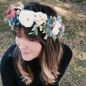 Flower Crown, Floral Crown, Boho Chic Wedding Crown, Greenery & Colorful Flowers, Hippie Flower Crown, Bohemian Headpiece, Festival Crown image 3