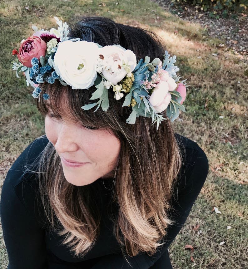 Flower Crown, Floral Crown, Boho Chic Wedding Crown, Greenery & Colorful Flowers, Hippie Flower Crown, Bohemian Headpiece, Festival Crown image 3