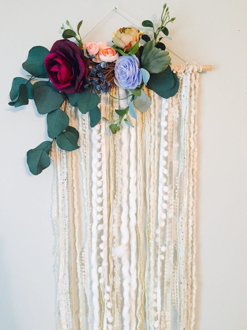 Floral Wall Art Floral Wall Hanging Flower Wall Art Boho Etsy