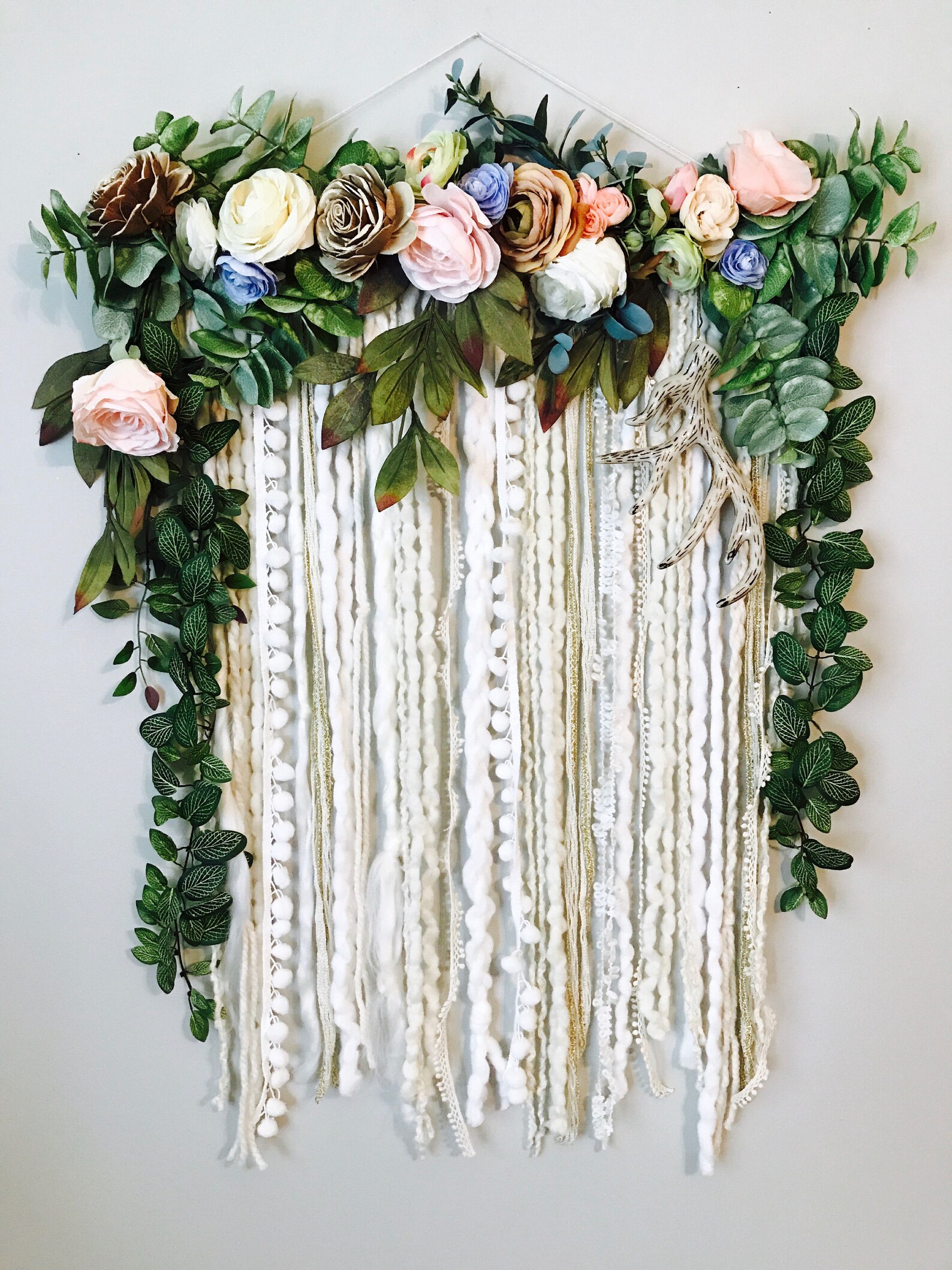 Wall Hanging Floral Wall Hanging Flower Wall Art Large Wall Etsy