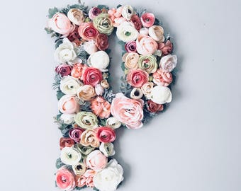 Floral Letter, Nursery Letter, Flower Letter, Nursery Decor, Wall Hanging, Floral Wall Hanging, Flower Wall Art, Flower Wall Decor, Boho Art