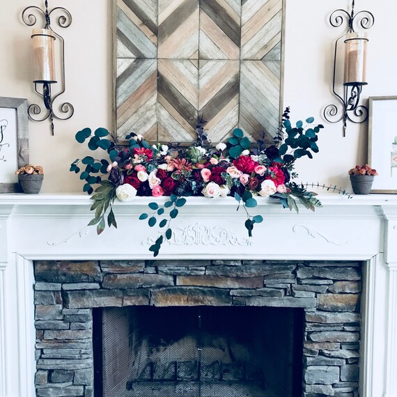 Mantle Decor Mantle Garland Mantle Piece Floral Garland Etsy