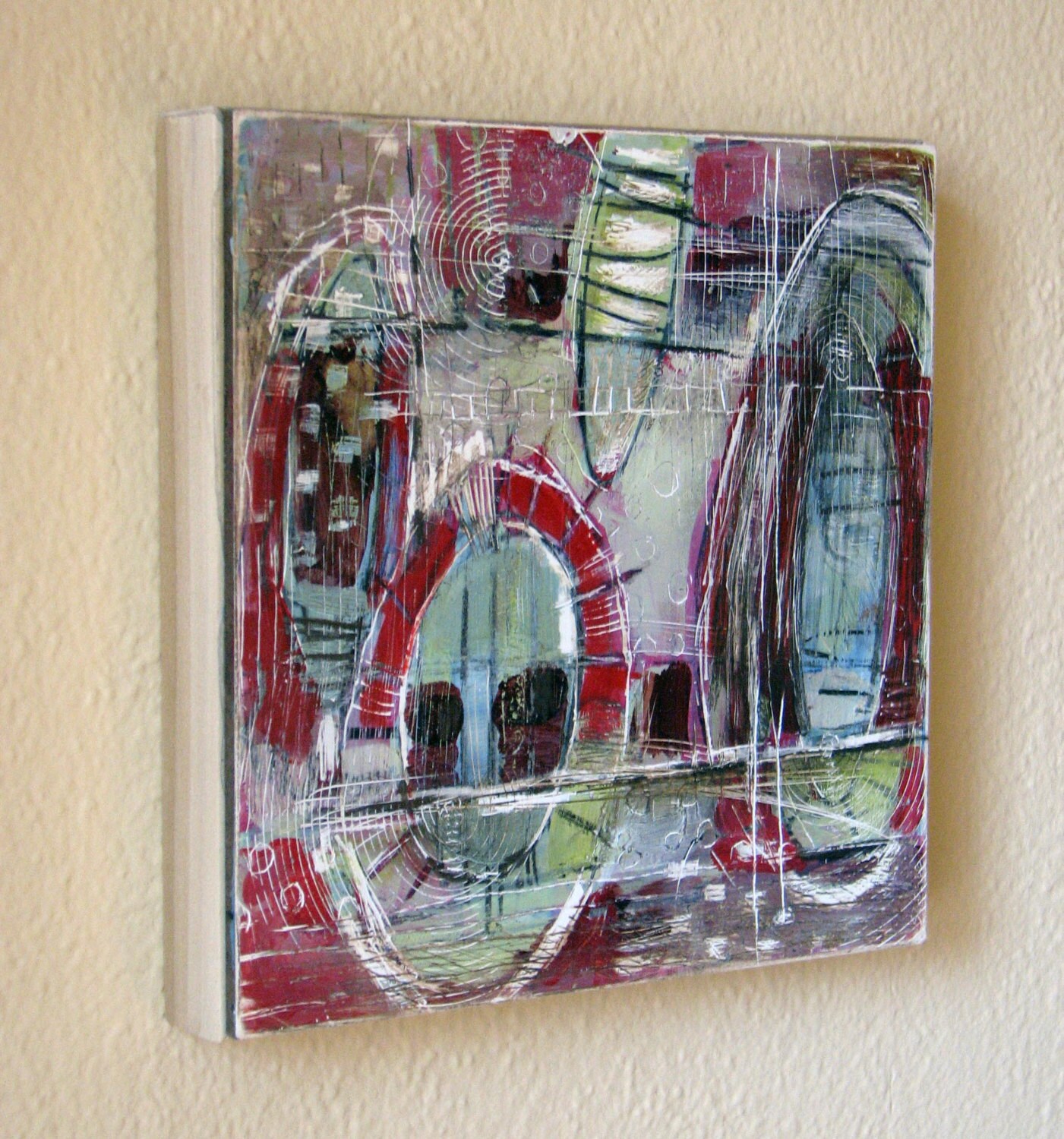 Contemporary Abstract Oil Painting on Claybord 6 X 6 Etsy