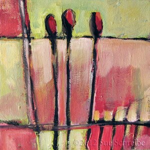 modern expressionist  6" x 6" oil on canvas abstract cattails