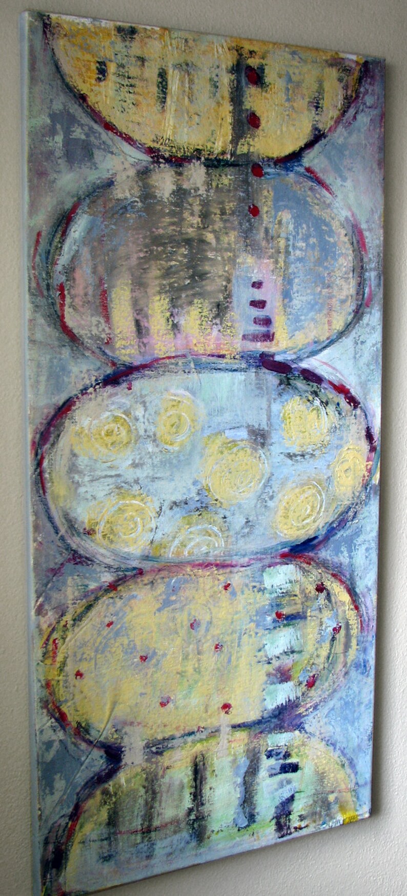 Modern Textured Oil Painting on Stretched Canvas 16 X 34" Colorful ...