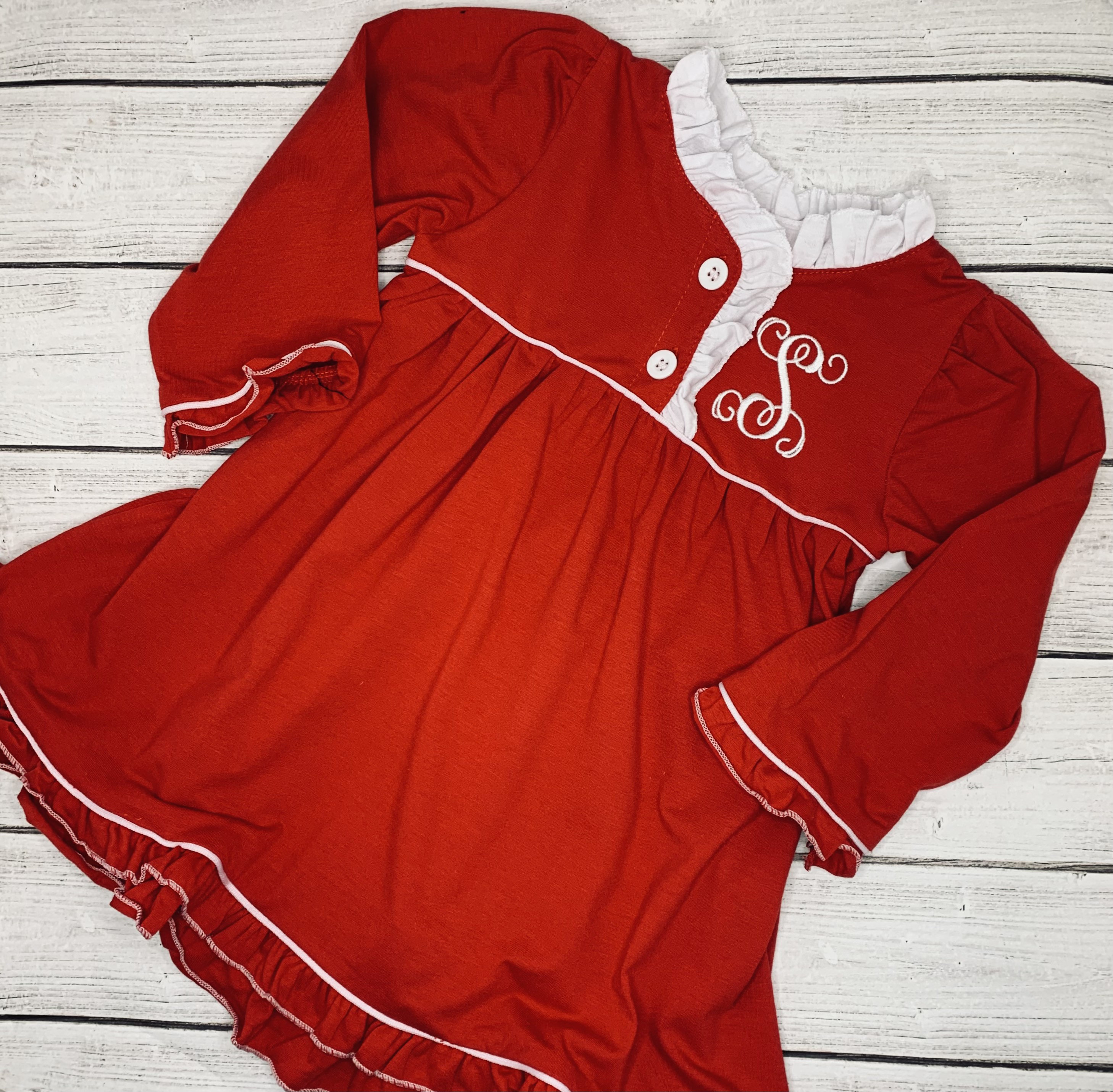 Girls Red Holiday Night Gown, Valentine's Day Nightgown 