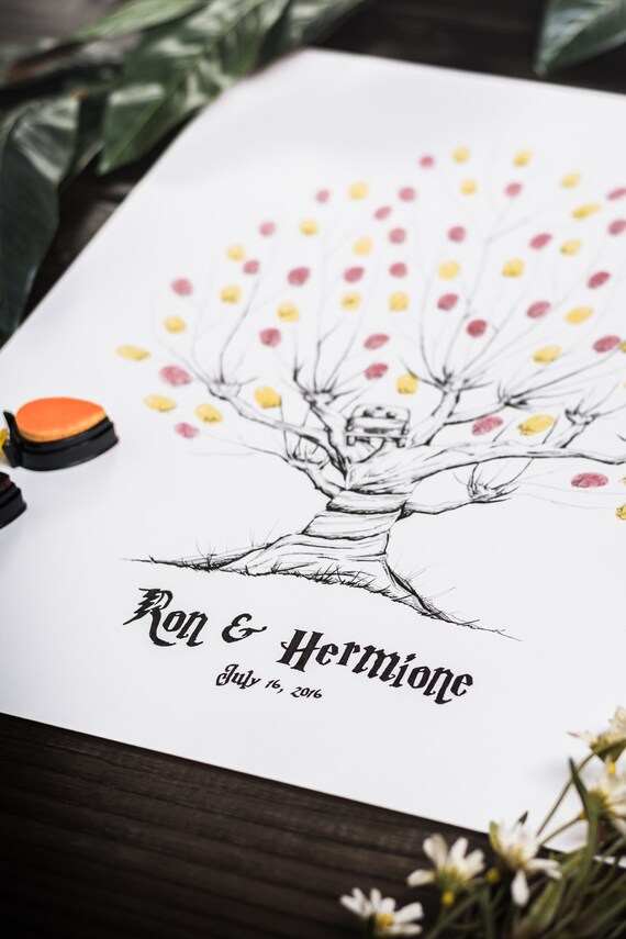 Whomping Willow Guest Book Guestbook Alternative Fingerprint Tree Harry Potter Custom Wedding Guestbook Fingerprint Guest Book Decorations Handmade Products