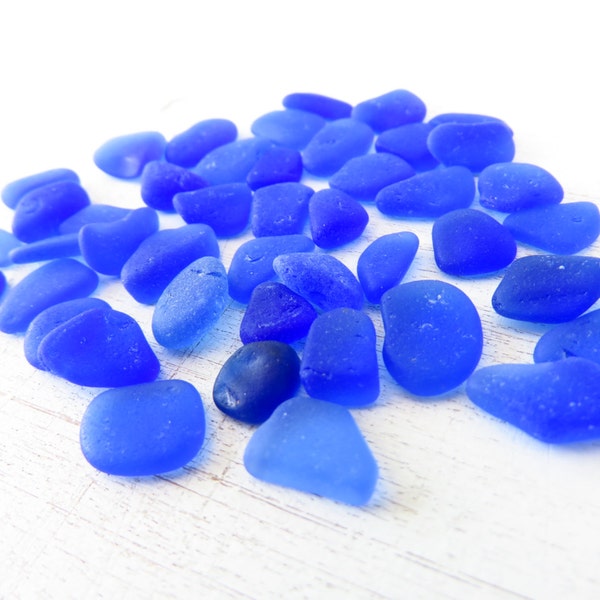 JQ Bulk Lot of 40 | Tiny COBALT BLUE | Genuine Surf Tumbled Beach Sea Glass | Jewelry Crafts Locket Vial #A279