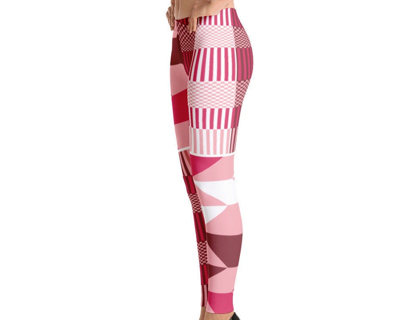 Kente Print-Leggings-Pink-African-Afrocentric-womens-clothing-work out clothes-yoga-athletic gear-ladies-tights-African prints