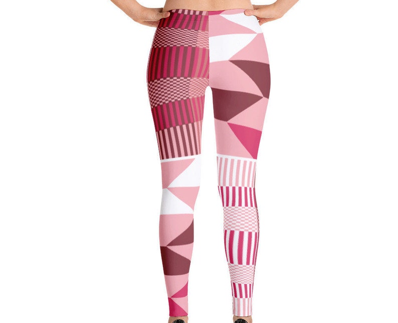 Kente Print-Leggings-Pink-African-Afrocentric-womens-clothing-work out clothes-yoga-athletic gear-ladies-tights-African prints
