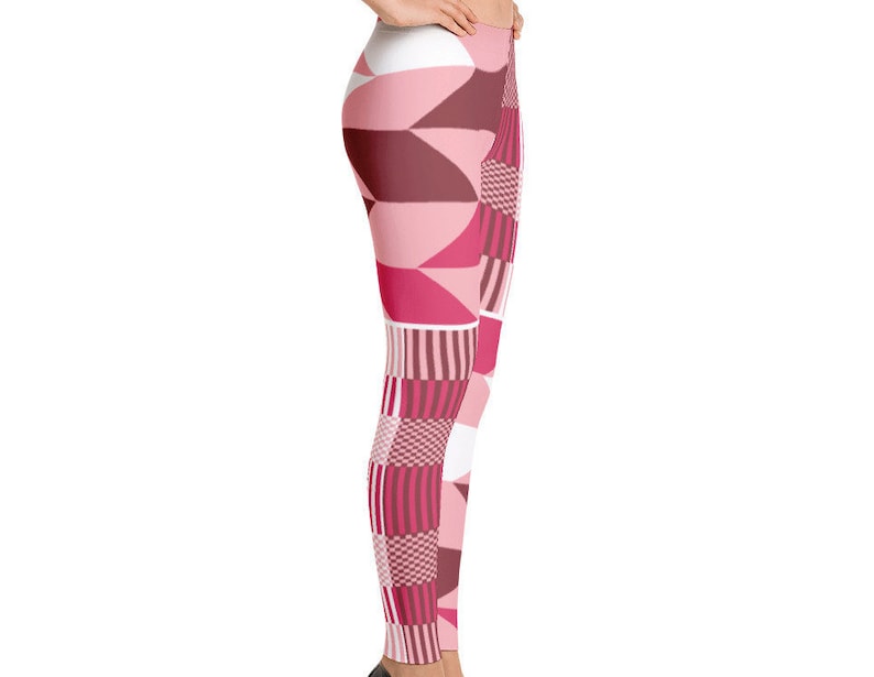 Kente Print-Leggings-Pink-African-Afrocentric-womens-clothing-work out clothes-yoga-athletic gear-ladies-tights-African prints