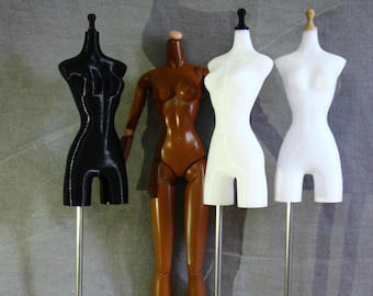 1/6 Fashion Doll Sewing Dress Form Fashion Royalty FR2 3D Printing Doll Mannequin Outfit Sewing Supply Dollhouse Decor Poppy Parker ST Muse