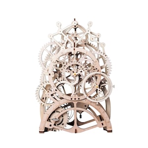 3D Wooden Puzzle Moving Clockwork Automata DIY Kit Robot Pendulum Clock Gift Home Decor Craft Project Toy Pre-cut Vehicle Model Robotime