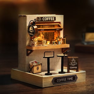 1:32 DIY-Miniatur-Puppenhaus-Set, Ecke, Kaffee, Nudeln, Süßigkeiten-Boutique-Shop, Atelier mit leichtem Kunsthandwerk in einer Box, Geschenk, Modellbau, Heimdekoration