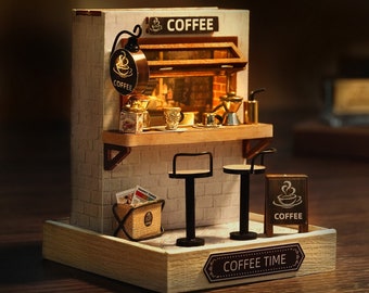 1:32 DIY Miniature Dollhouse Kit Corner Coffee Noodles Candy Boutique Shop Atelier w/ Light Craft in a Box Gift Model Making Home Decor