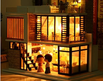 1:24 DIY ミニチュア ドールハウス キット フィレンツェのモダンな家