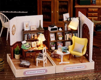 1:32 DIY Miniature Dollhouse Kit Garden Cake Shop Patisserie Bakery Study Room w/ Light Craft in a Box Handmade Gift Model Making Home Decor