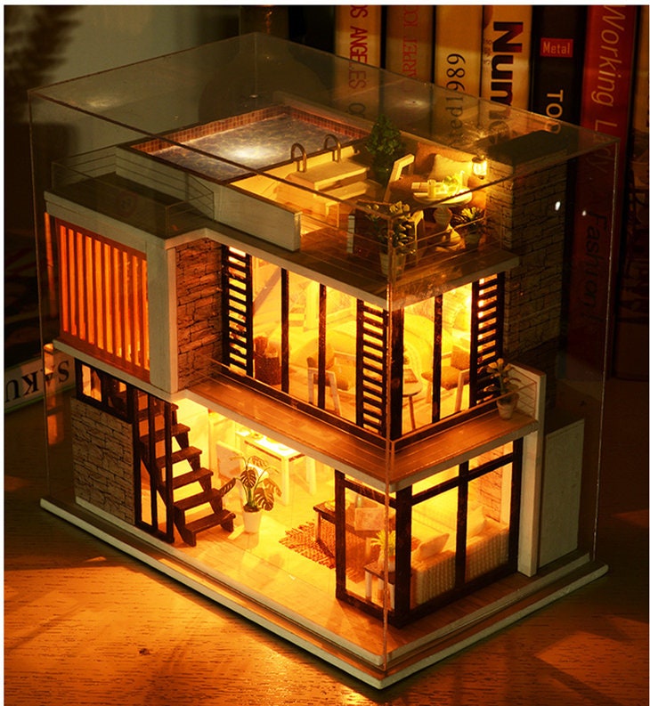 1 24 DIY Miniature Dollhouse Kit Modern House in Florence Etsy UK