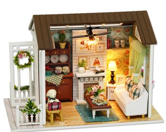 DIY Miniatur Haus Puppenhaus LED Kinder Geschenk Dekoration Modell Handcraft Kit 