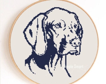 Vizsla Head Silhouette Dog Counted Cross Stitch Pattern Instant Download