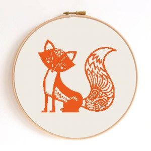 Ornament Fox Silhouette Counted Cross Stitch Pattern Instant Download