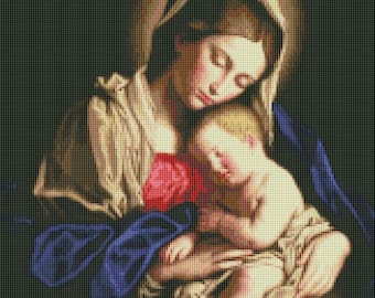 Fine Art Counted Cross Stitch Pattern MADONNA AND CHILD Painting