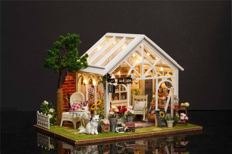 1: 24 DIY Miniature Dollhouse Kit Sunshine Greenhouse ...