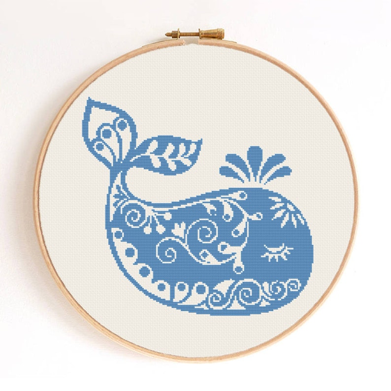 Ornament Baby Whale Silhouette Counted Cross Stitch Pattern Instant Download image 1