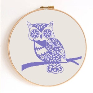 Ornament Owl Silhouette Counted Cross Stitch Pattern