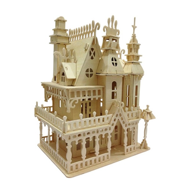Miniatur Puppenhaus 3D Holz Puzzle Haus Modell DIY Spielzeug haus w / Möbel Fantasy Villa