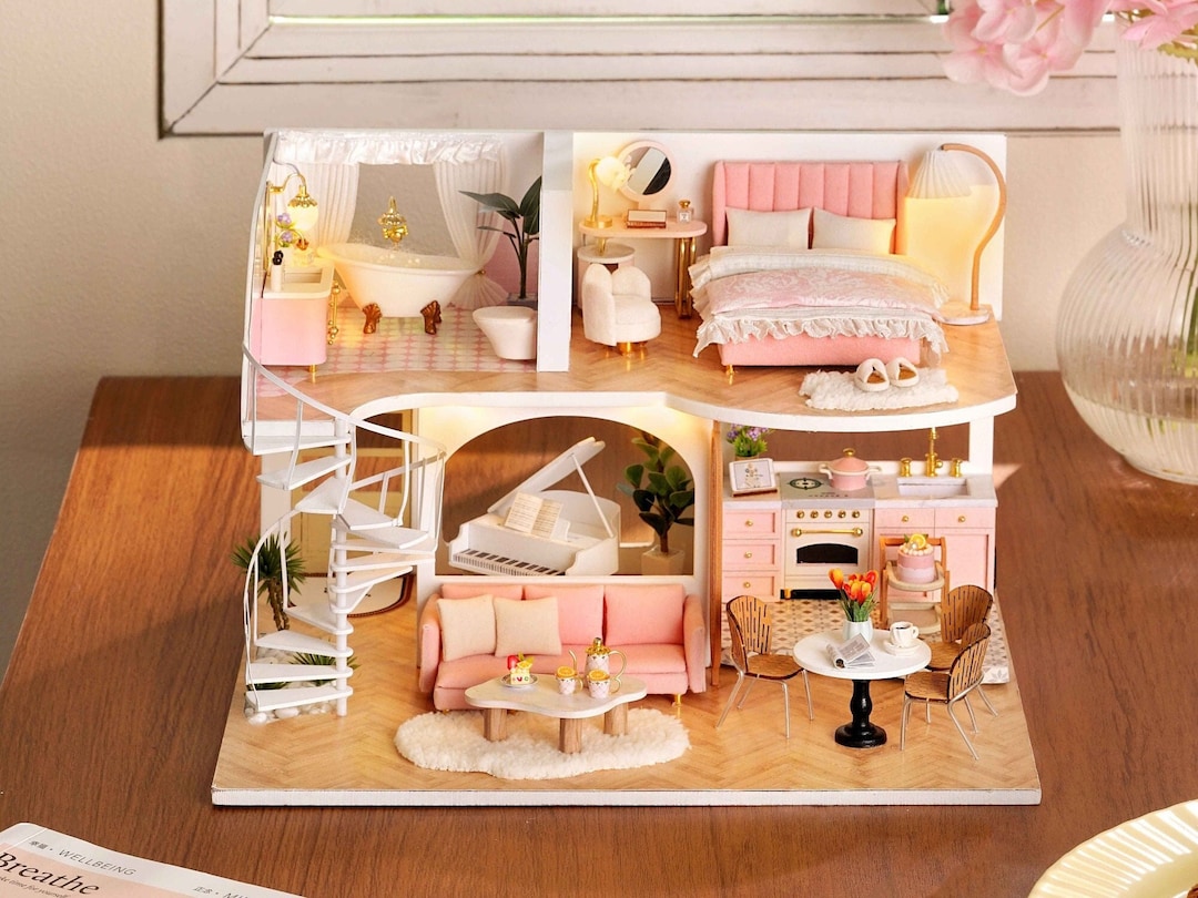 ドールハウス完成品オーダー。モダンなロフト Amazon.co.jp: Wyd DIYロフトApartメンズts木製ドールハウス