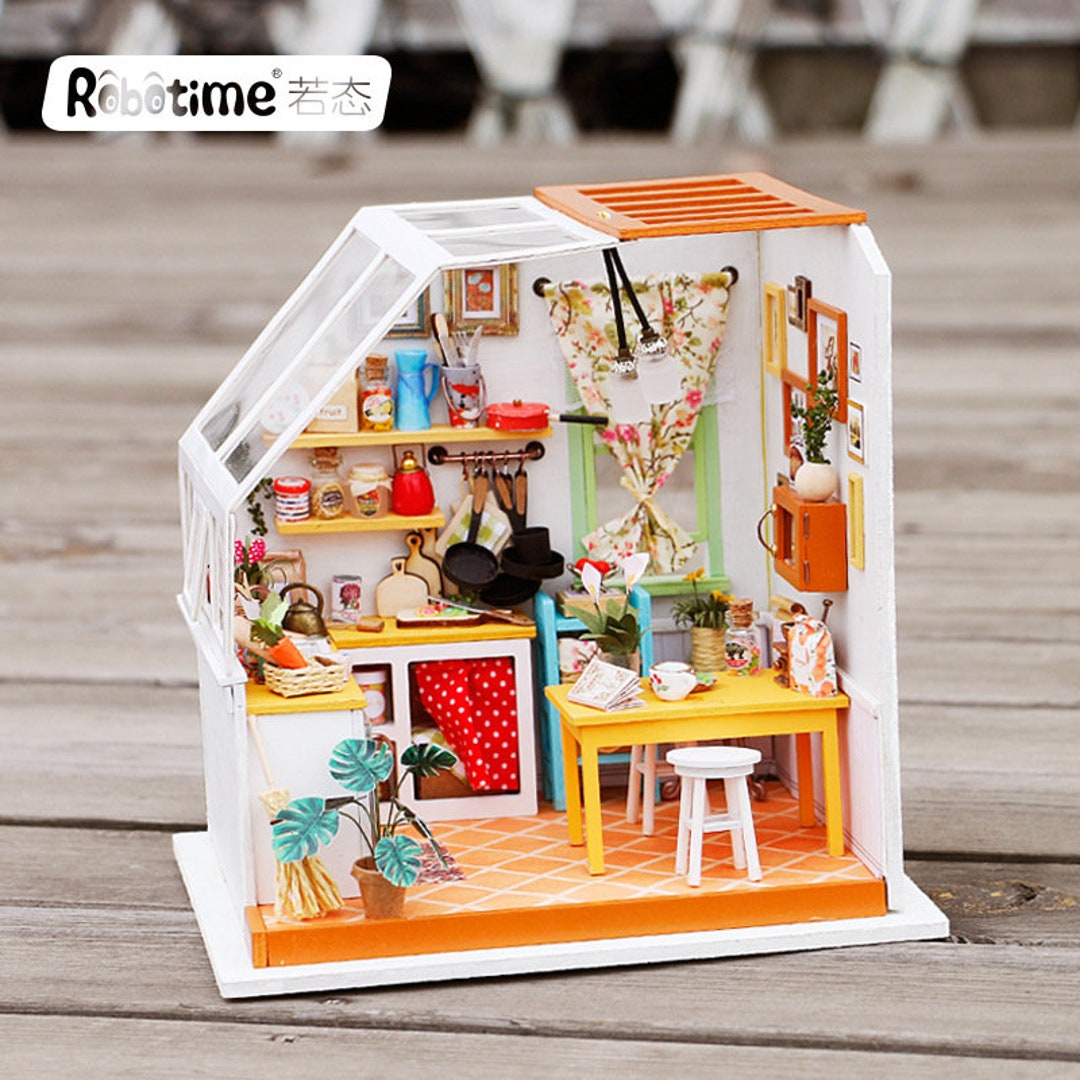 Robotime Wooden Dollhouse with Furniture & Light DIY Miniature House  Perfect Gift for Boys and Girls