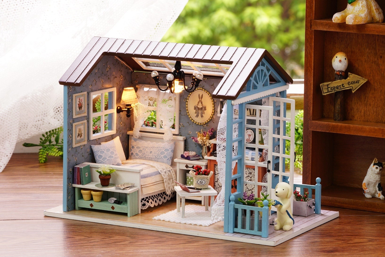 1:32 DIY Miniature Dollhouse Kit Rustic Cozy Shabby Chic Cottage