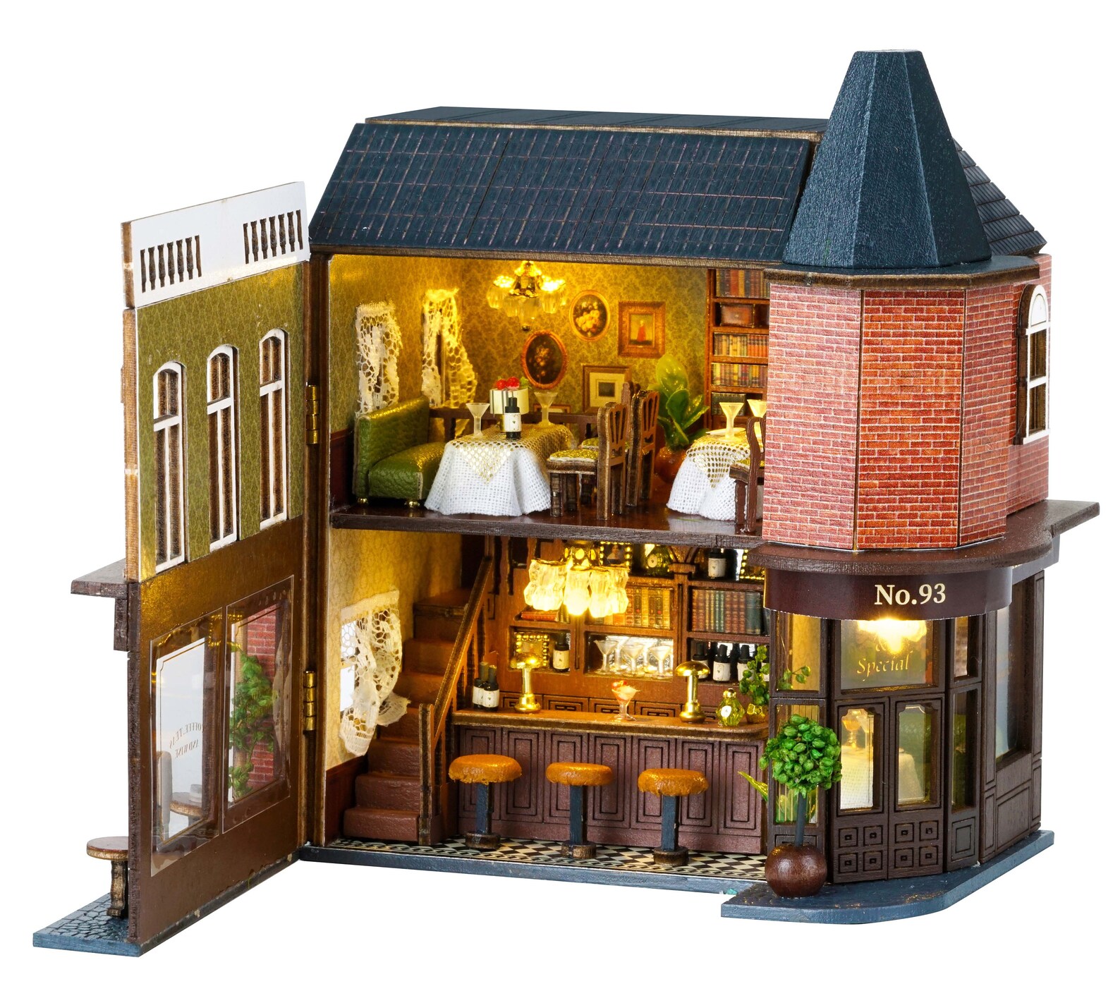 SUPER TINY Magic Shop Corner Restaurant DIY Miniature Dollhouse Scenery ...